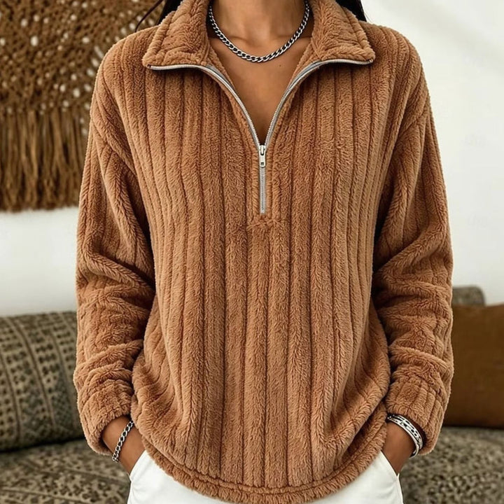 Inge | Dame Ribstrikket Half-Zip Sweatshirt