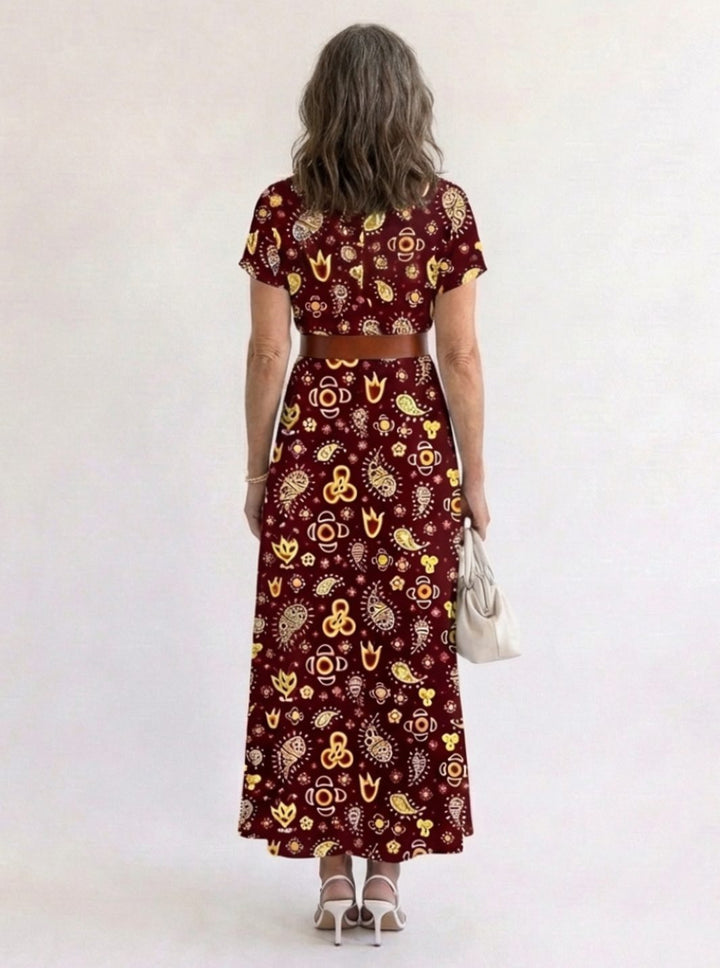 Laura | Dame Maxikjole Med Blomsterprint Og V-Hals