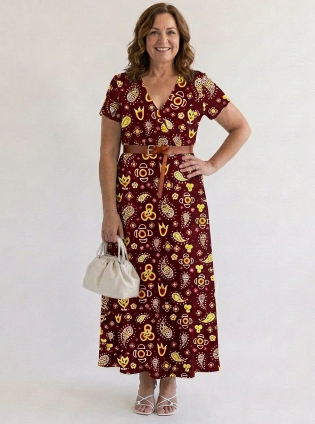 Laura | Dame Maxikjole Med Blomsterprint Og V-Hals