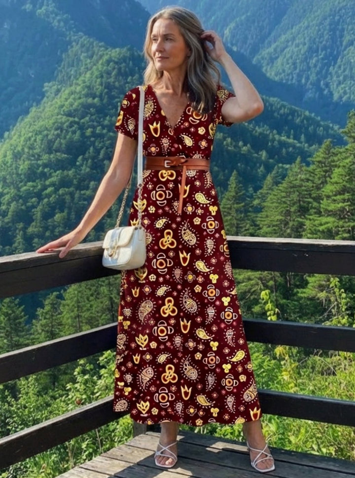 Laura | Dame Maxikjole Med Blomsterprint Og V-Hals