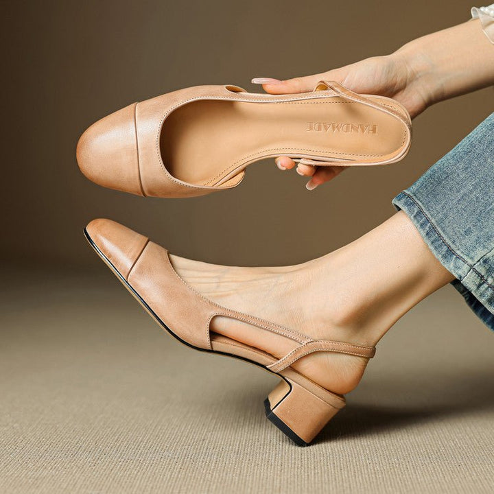 Stine | Dame Slingback Pumps Med Blokhæl Og Mandelformet Tå