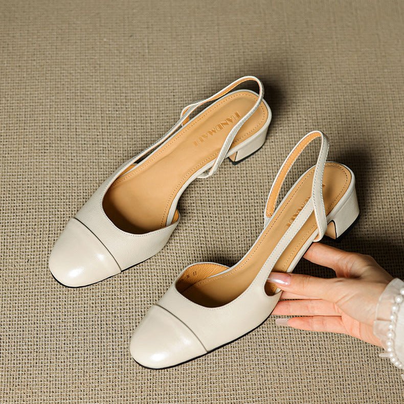 Stine | Dame Slingback Pumps Med Blokhæl Og Mandelformet Tå