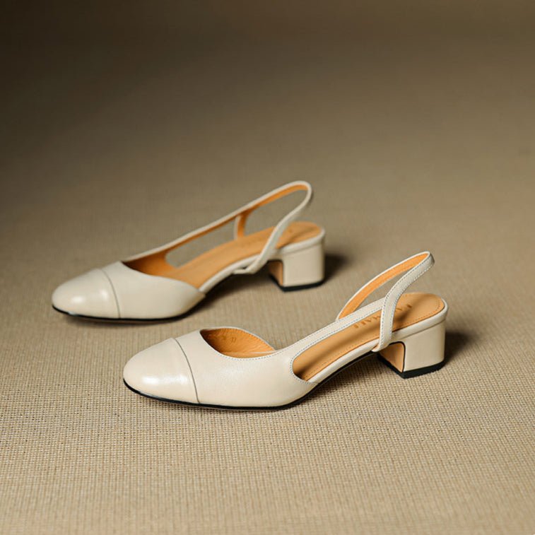 Stine | Dame Slingback Pumps Med Blokhæl Og Mandelformet Tå