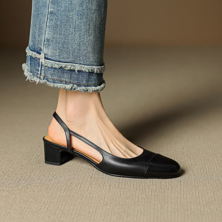 Stine | Dame Slingback Pumps Med Blokhæl Og Mandelformet Tå