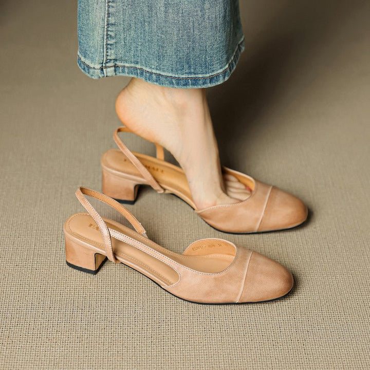 Stine | Dame Slingback Pumps Med Blokhæl Og Mandelformet Tå