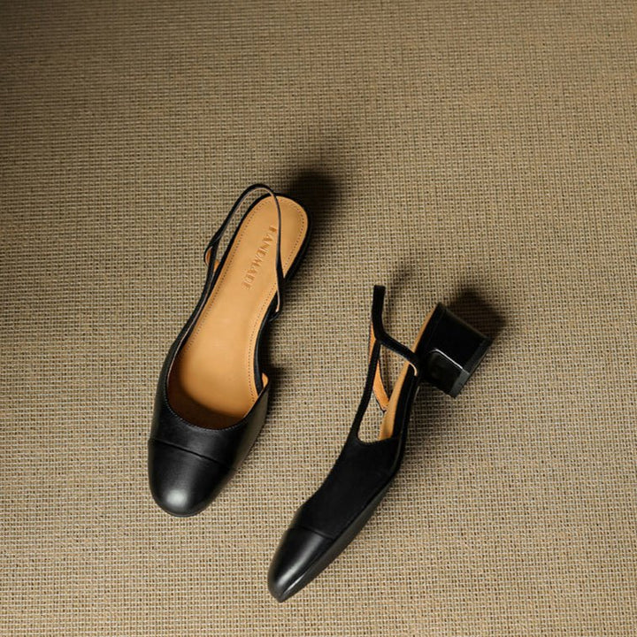 Stine | Dame Slingback Pumps Med Blokhæl Og Mandelformet Tå