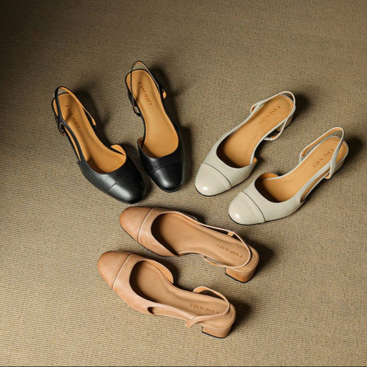 Stine | Dame Slingback Pumps Med Blokhæl Og Mandelformet Tå