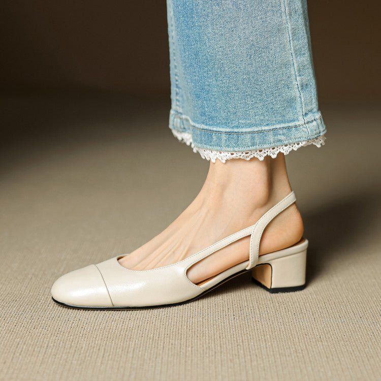 Stine | Dame Slingback Pumps Med Blokhæl Og Mandelformet Tå