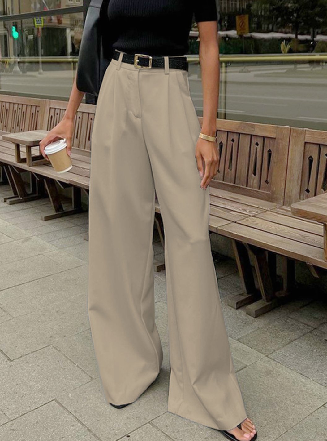 Louise | Dame Wide-Leg Bukser Med Høj Talje Og Tailored Pasform
