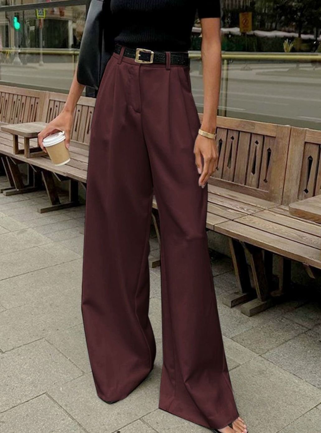 Louise | Dame Wide-Leg Bukser Med Høj Talje Og Tailored Pasform