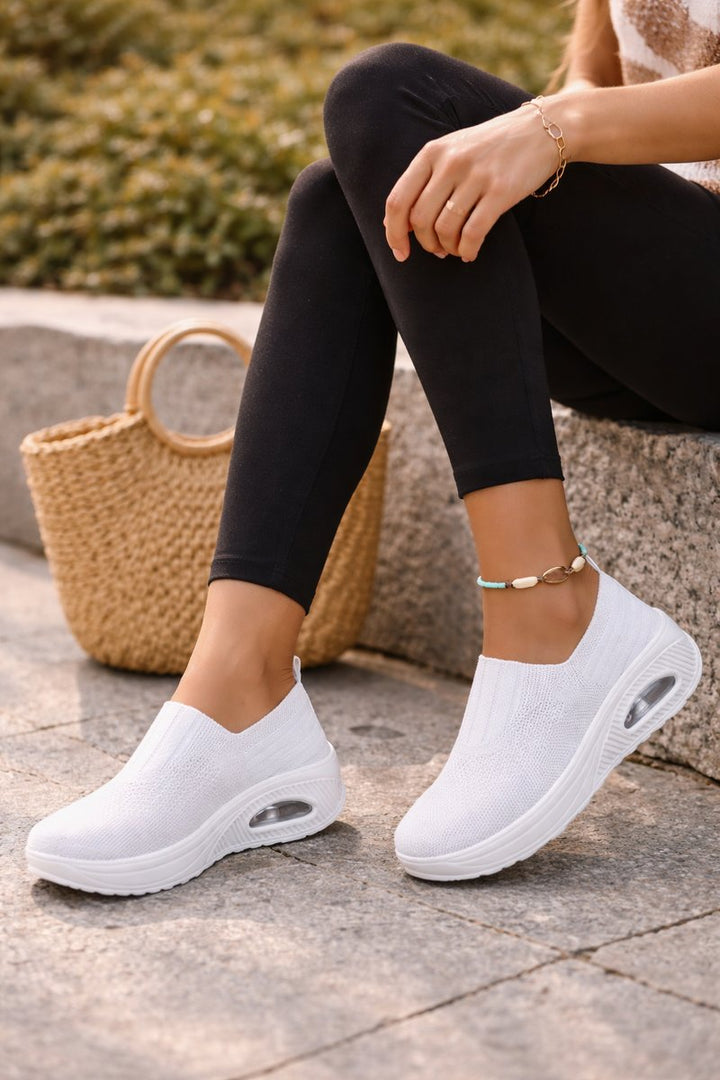 Lone | Dame Ortopædiske Slip-On Sneakers Med Strikket Overlæder Og Luftpude