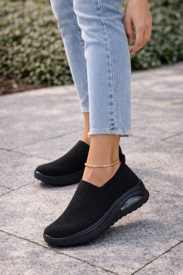 Lone | Dame Ortopædiske Slip-On Sneakers Med Strikket Overlæder Og Luftpude