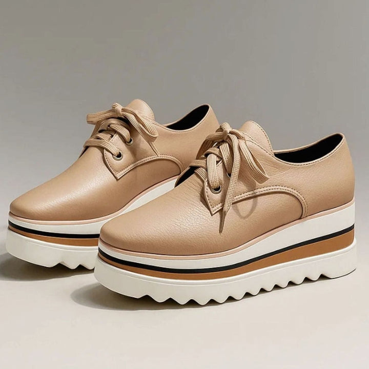 Malene | Dame Snøresneakers Med Platform Og Kvadratisk Tå