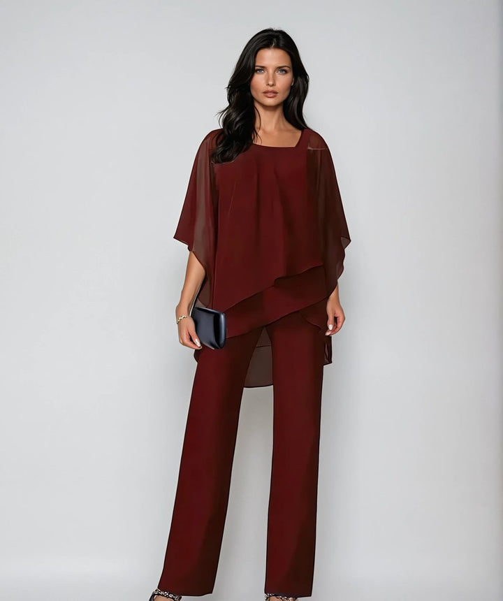 Willow | Dame Lagdelt Chiffon Topp Og Vide Bukser Med Cold-Shoulder