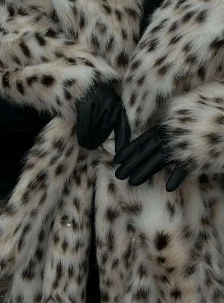 Bente | Dame Longline Faux Fur Frakke Med Leopardprint