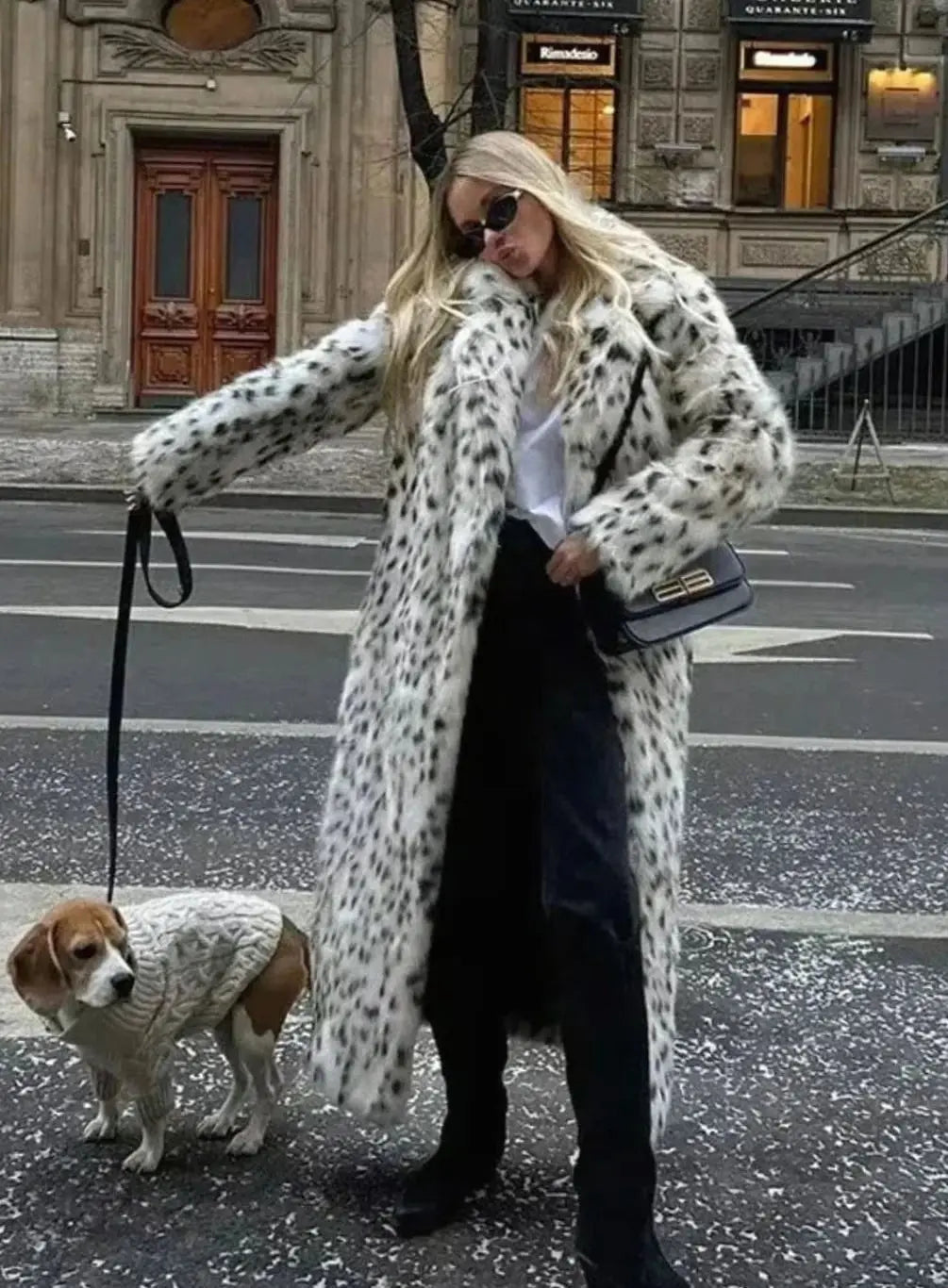 Bente | Dame Longline Faux Fur Frakke Med Leopardprint