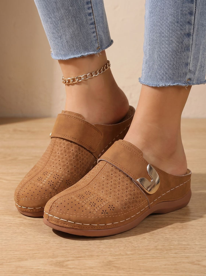 Nanna | Dame Slip-On Clogs Med Velcro Og Honeycomb-Tekstur