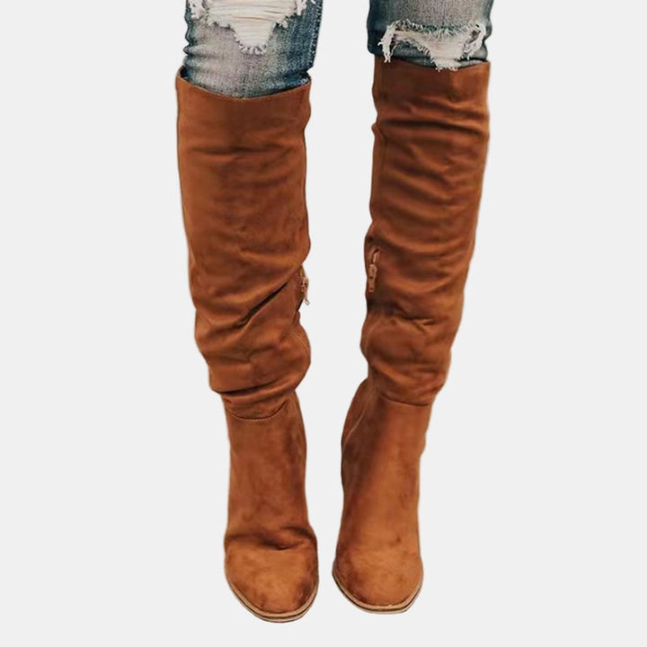 Merete | Dame Over-Knee Støvler Med Blokhæl Og Lynlås