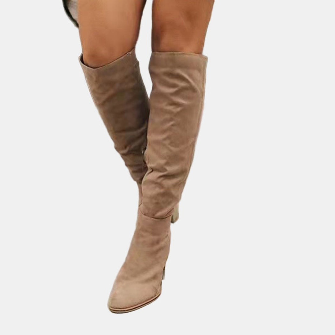 Merete | Dame Over-Knee Støvler Med Blokhæl Og Lynlås