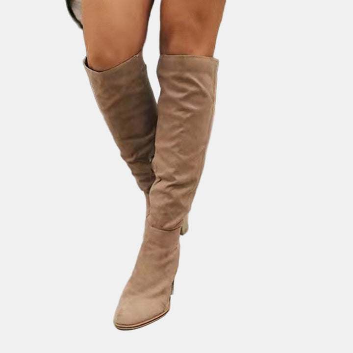 Merete | Dame Over-Knee Støvler Med Blokhæl Og Lynlås