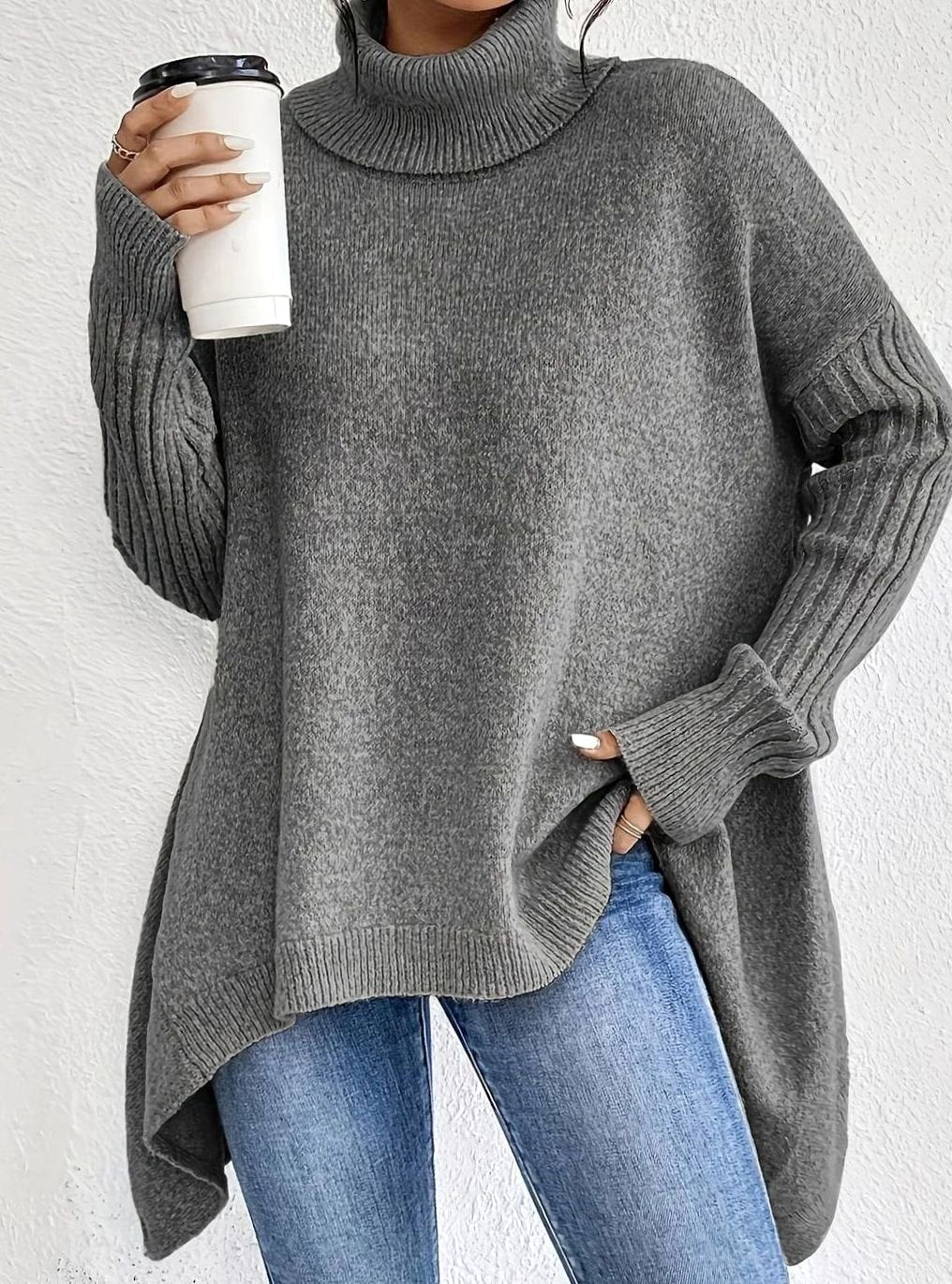 Tove | Dame Oversize Cashmere Rullekrave Langstrakt Sweater