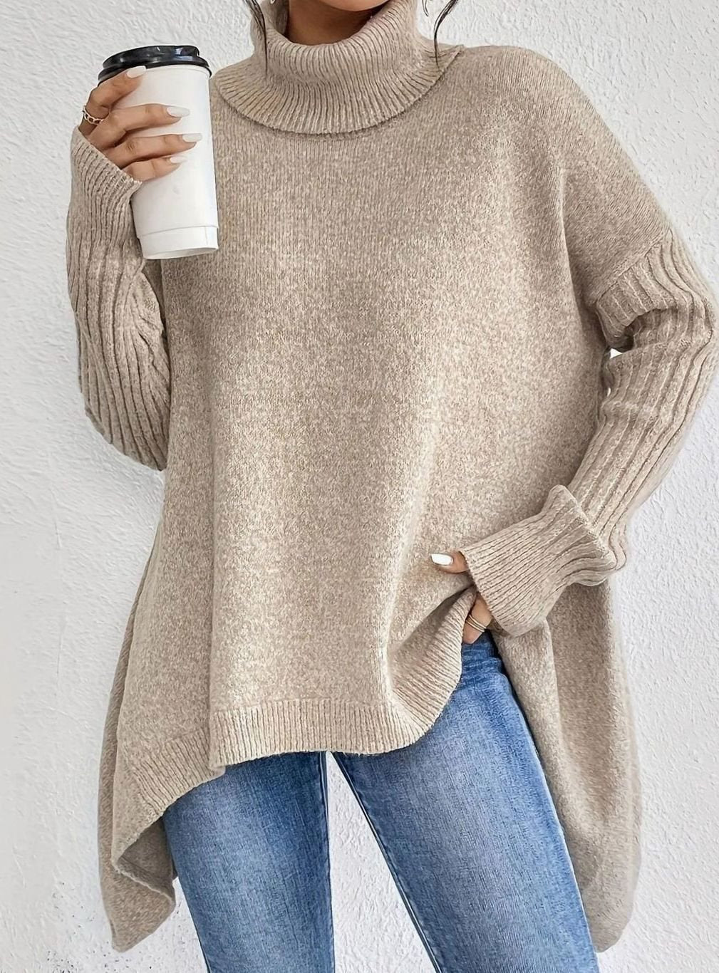 Tove | Dame Oversize Cashmere Rullekrave Langstrakt Sweater