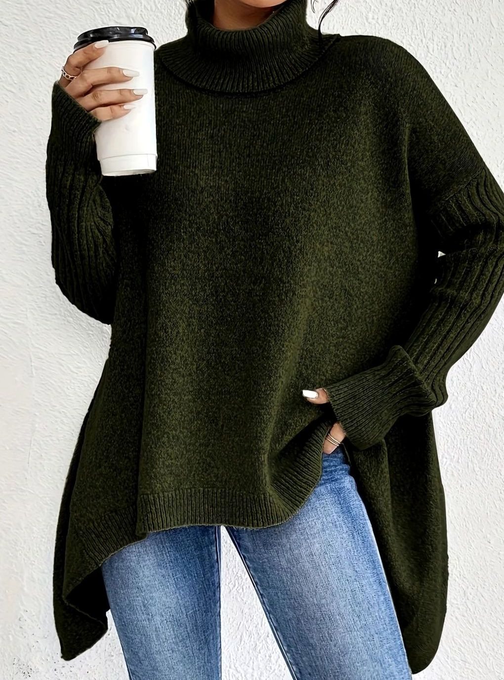 Tove | Dame Oversize Cashmere Rullekrave Langstrakt Sweater