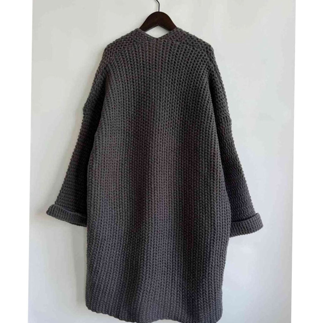 Tove | Dame Oversized Strikket Cardigan Med Åben Front Og Lommer