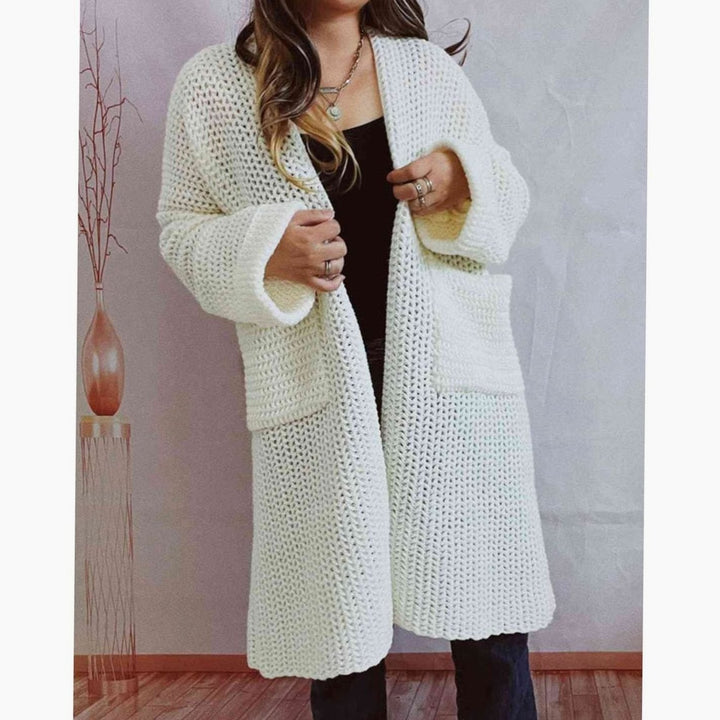 Tove | Dame Oversized Strikket Cardigan Med Åben Front Og Lommer