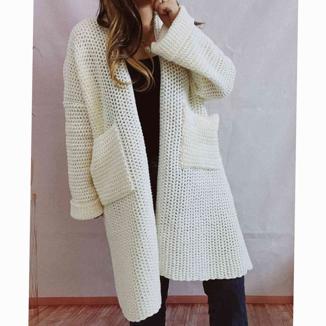 Tove | Dame Oversized Strikket Cardigan Med Åben Front Og Lommer