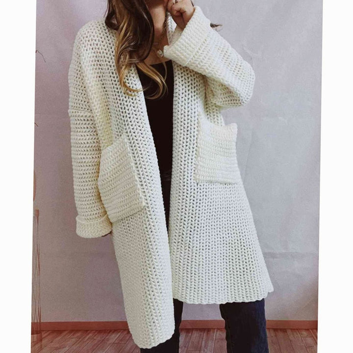 Tove | Dame Oversized Strikket Cardigan Med Åben Front Og Lommer