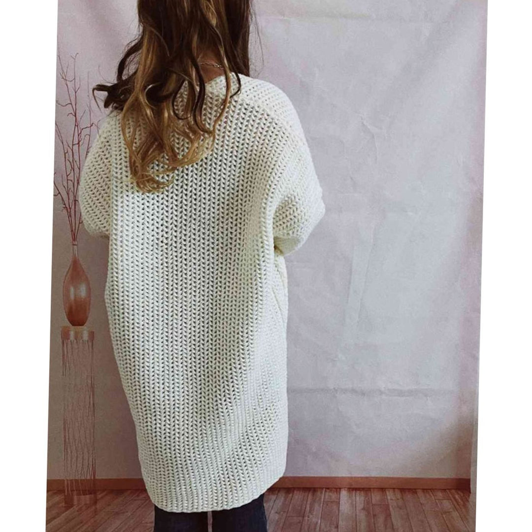 Tove | Dame Oversized Strikket Cardigan Med Åben Front Og Lommer