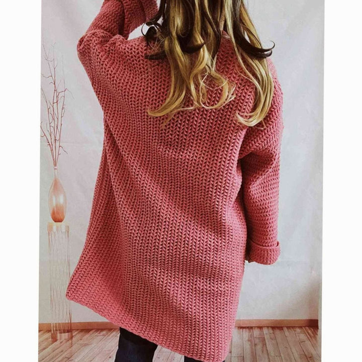 Tove | Dame Oversized Strikket Cardigan Med Åben Front Og Lommer