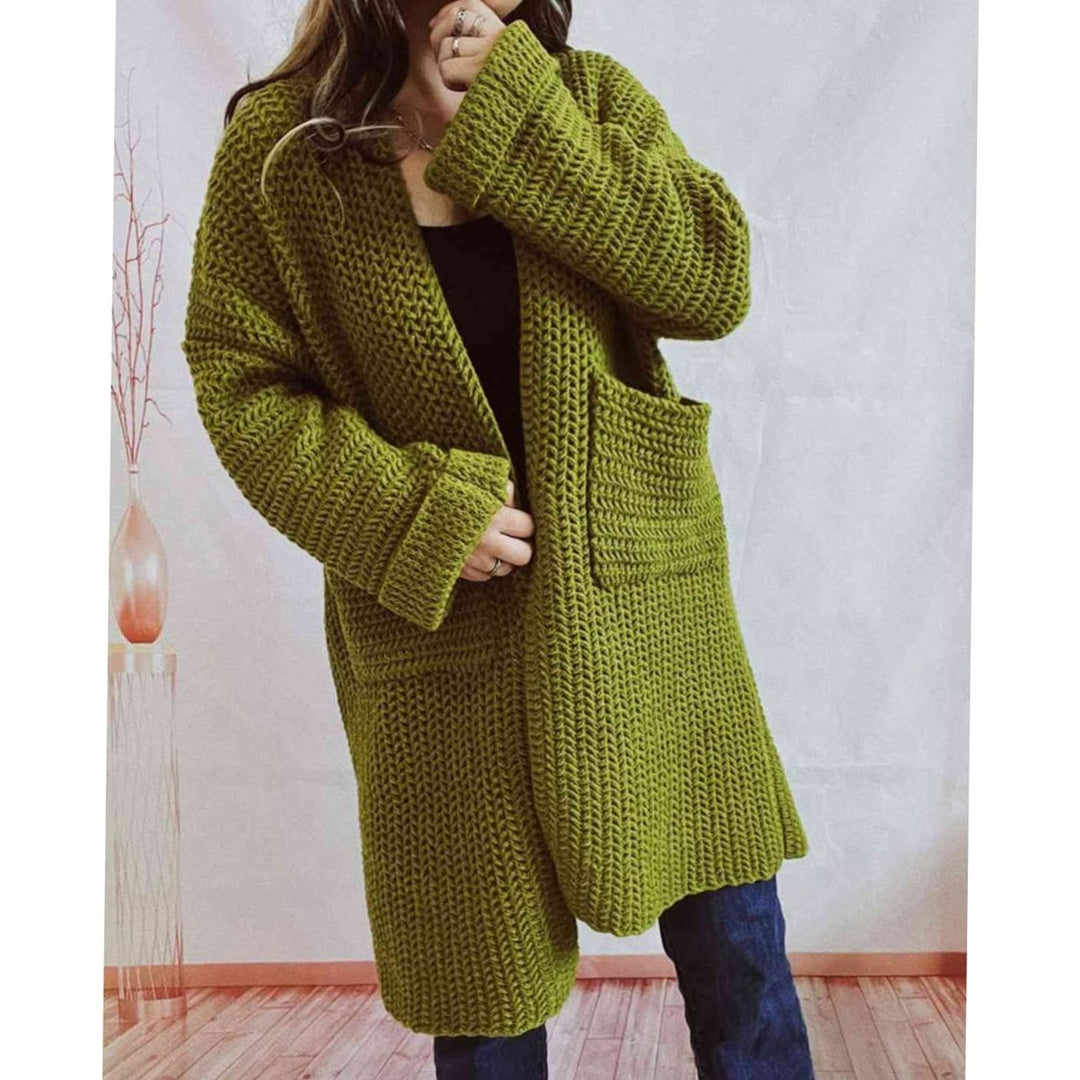 Tove | Dame Oversized Strikket Cardigan Med Åben Front Og Lommer