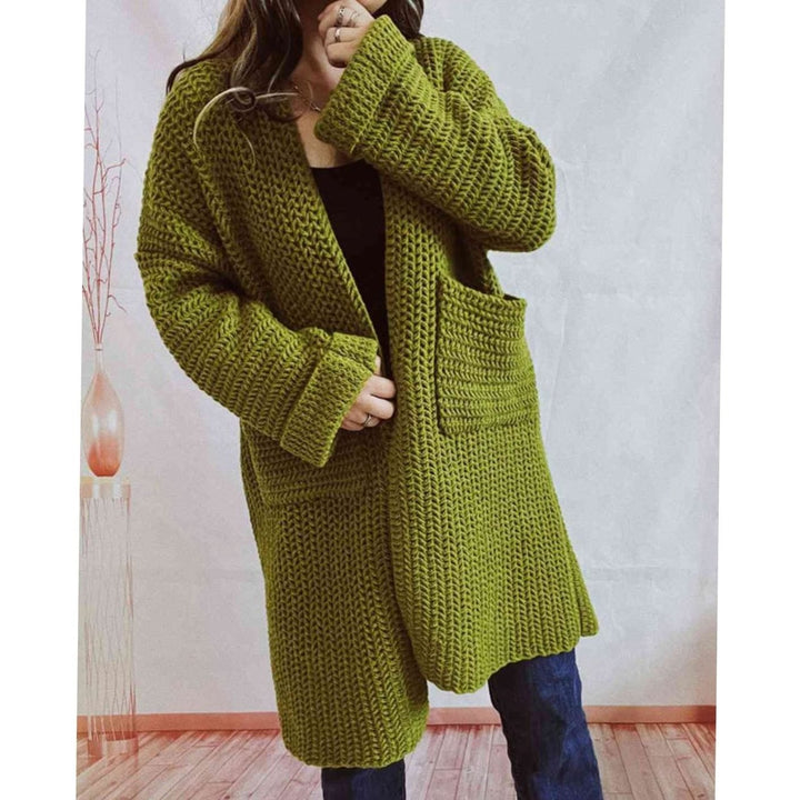 Tove | Dame Oversized Strikket Cardigan Med Åben Front Og Lommer