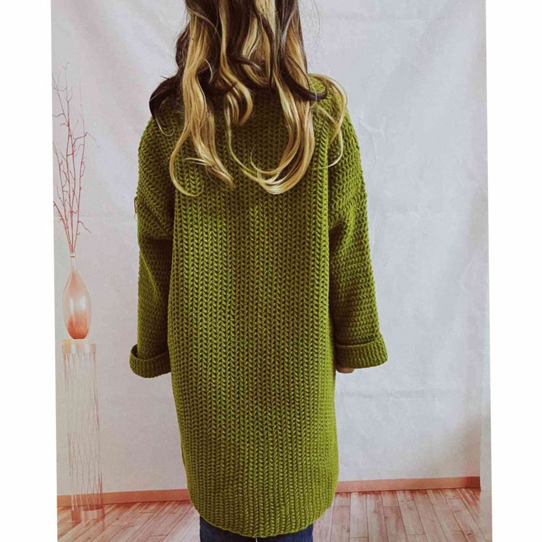 Tove | Dame Oversized Strikket Cardigan Med Åben Front Og Lommer