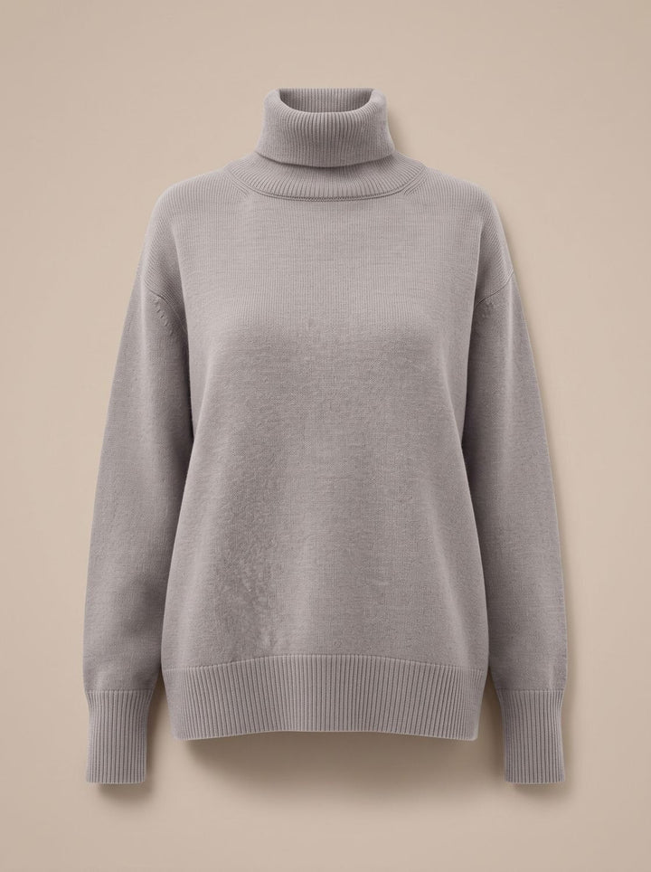 Sofie | Dame Oversized Strik Med Højhals Og Ribkanter