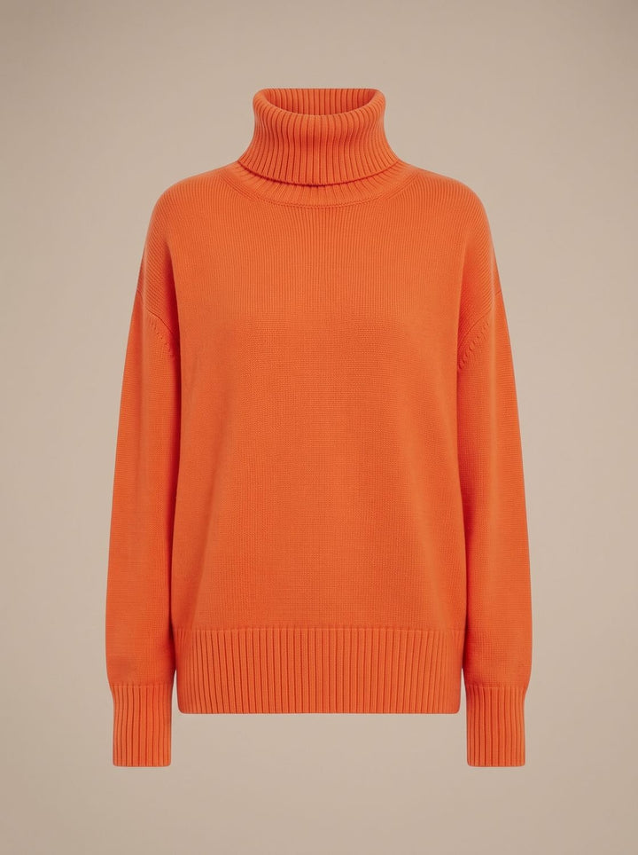Sofie | Dame Oversized Strik Med Højhals Og Ribkanter