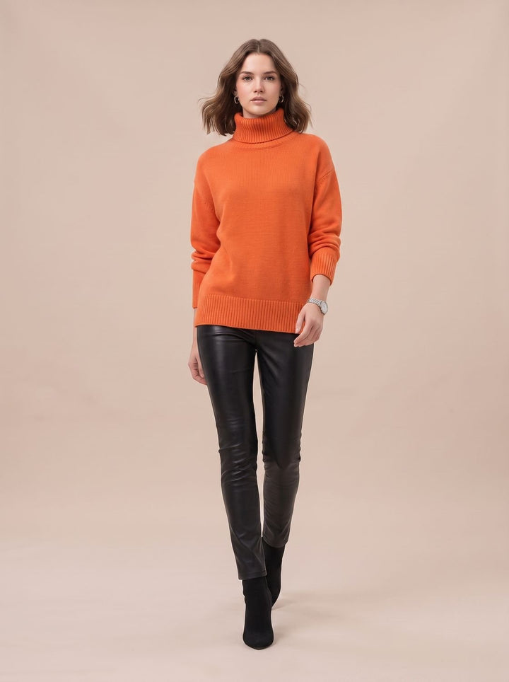 Sofie | Dame Oversized Strik Med Højhals Og Ribkanter