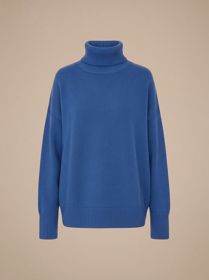 Sofie | Dame Oversized Strik Med Højhals Og Ribkanter