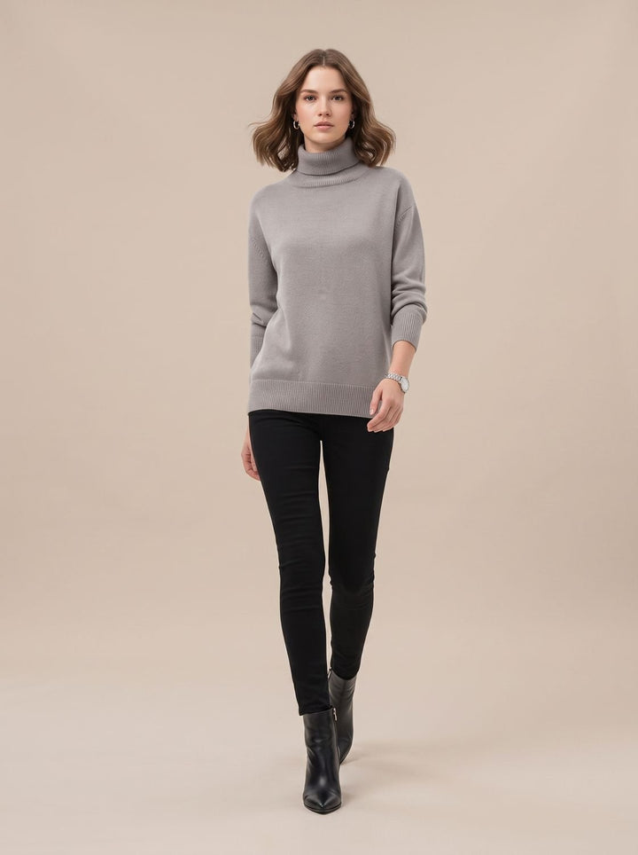 Sofie | Dame Oversized Strik Med Højhals Og Ribkanter