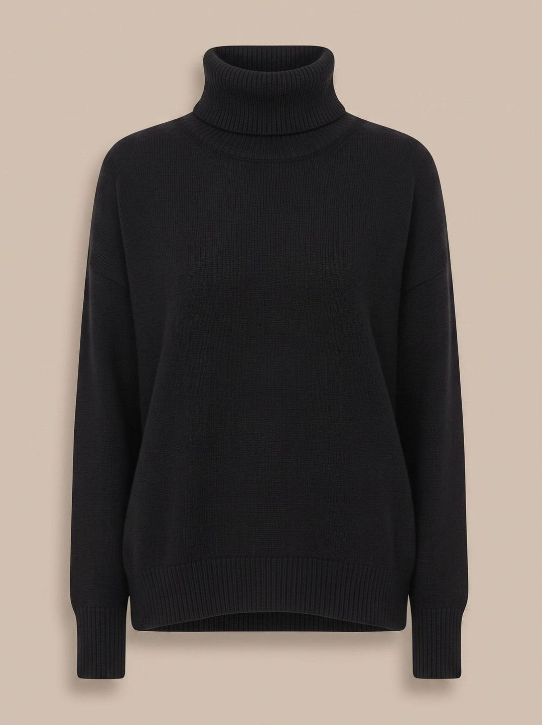 Sofie | Dame Oversized Strik Med Højhals Og Ribkanter