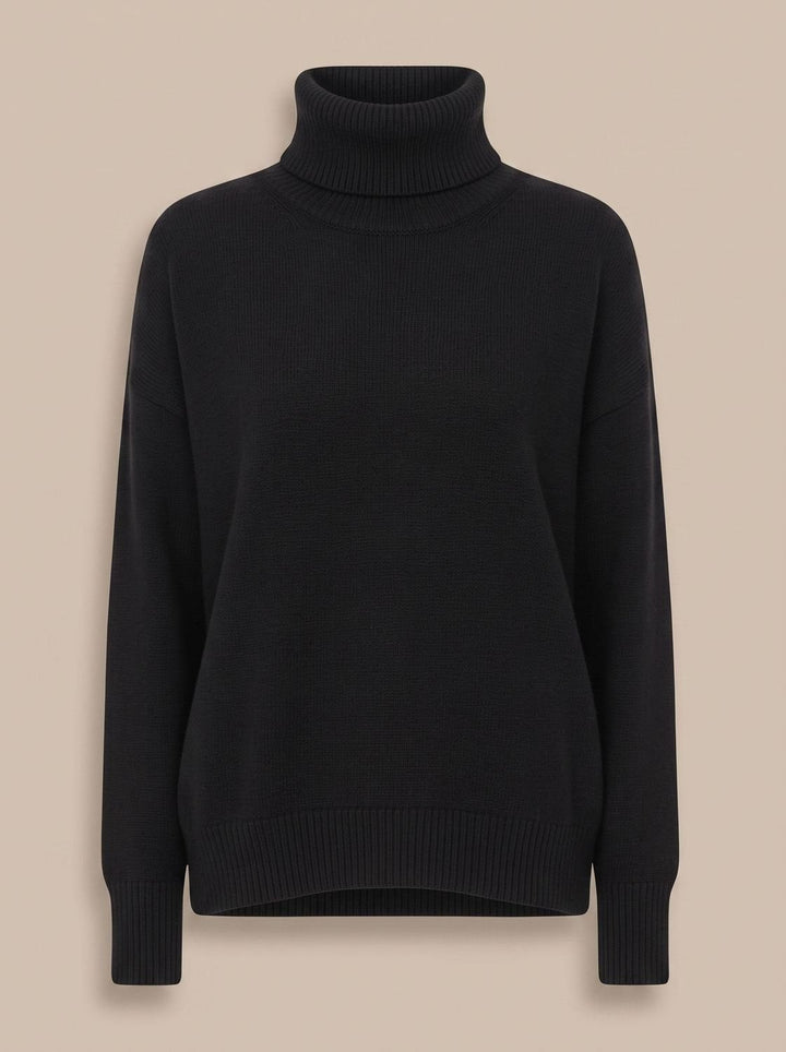 Sofie | Dame Oversized Strik Med Højhals Og Ribkanter
