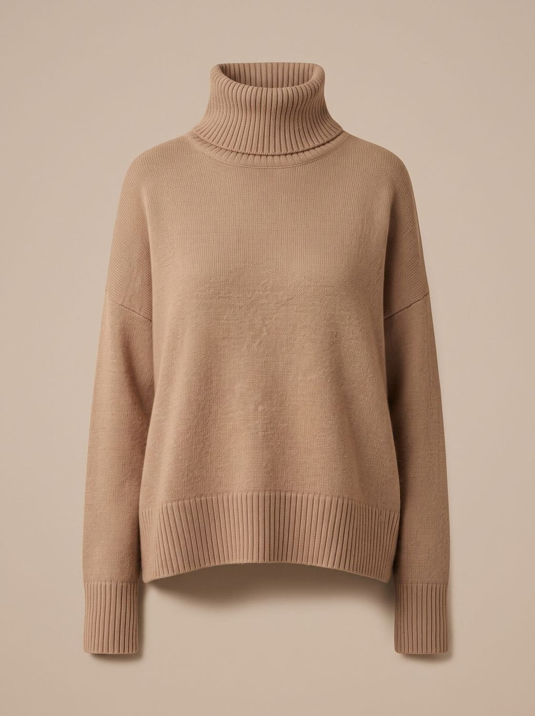 Sofie | Dame Oversized Strik Med Højhals Og Ribkanter