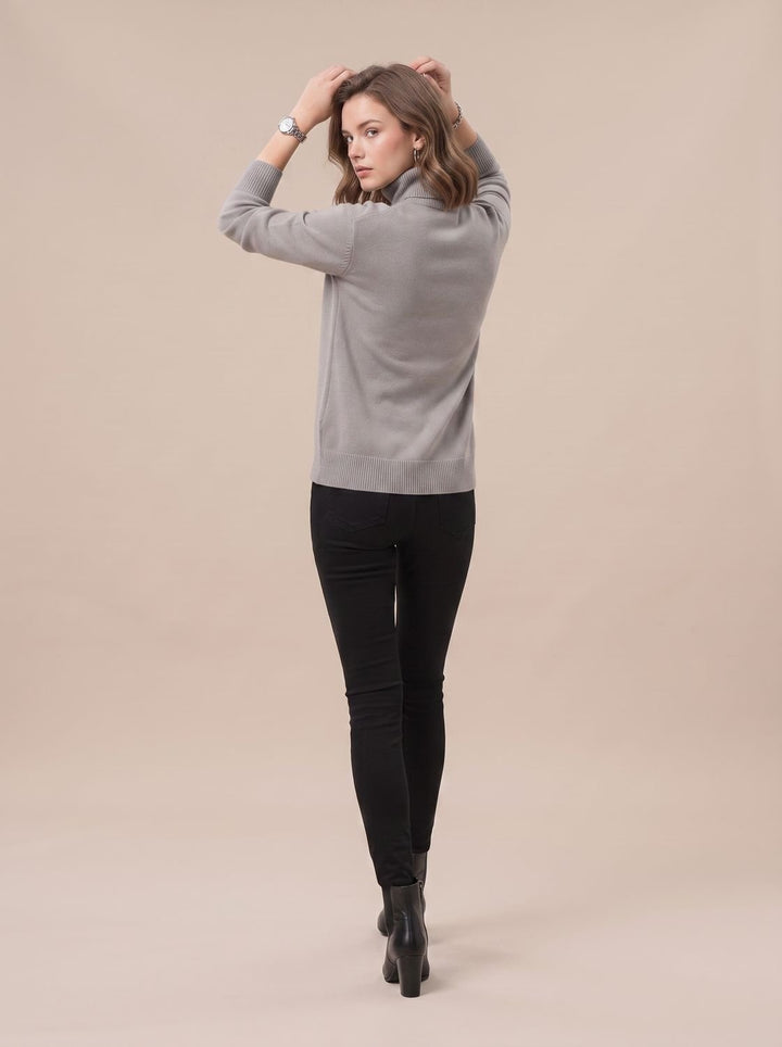 Sofie | Dame Oversized Strik Med Højhals Og Ribkanter