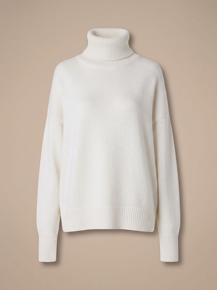 Sofie | Dame Oversized Strik Med Højhals Og Ribkanter