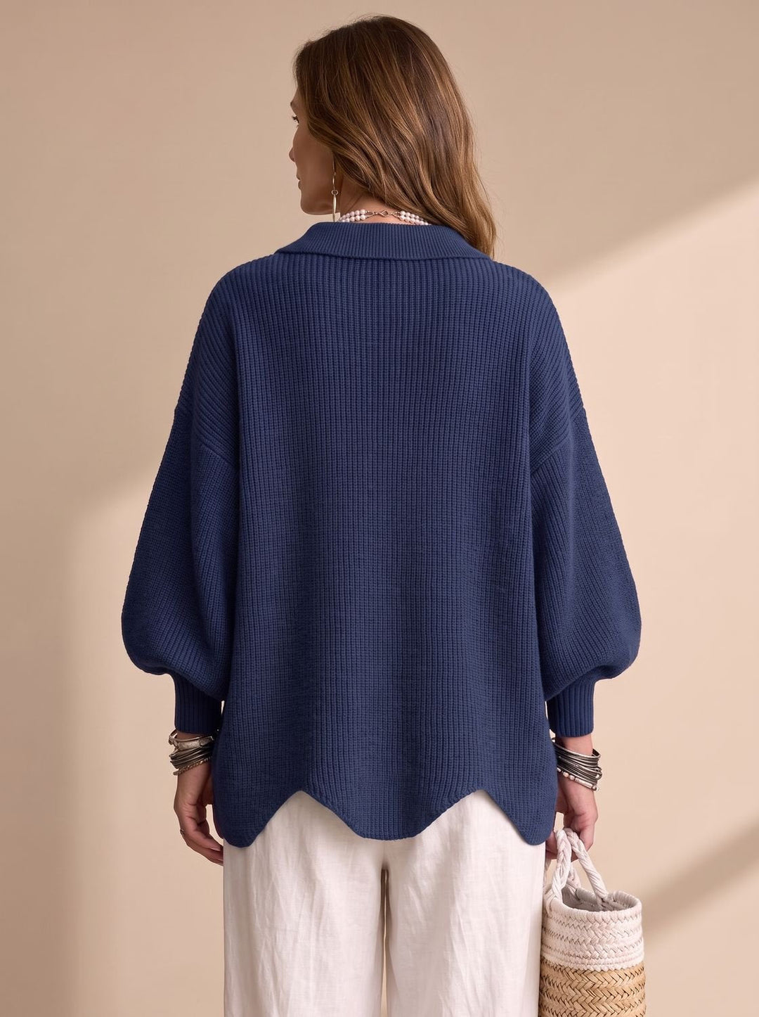 Sonja | Dame Oversize Strikket Cardigan Med Guldknapper
