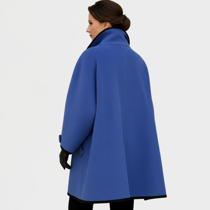 Marianne | Dame Oversize Swingfrakke I Uld Med Kontrastkanter