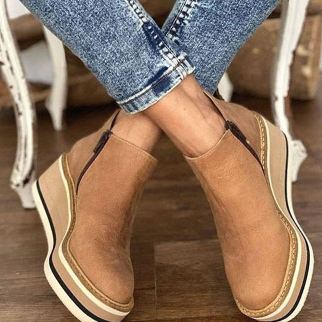 Freya | Dame Chelsea-Støvler Med Platform Wedge Og Elastiske Sidepaneler
