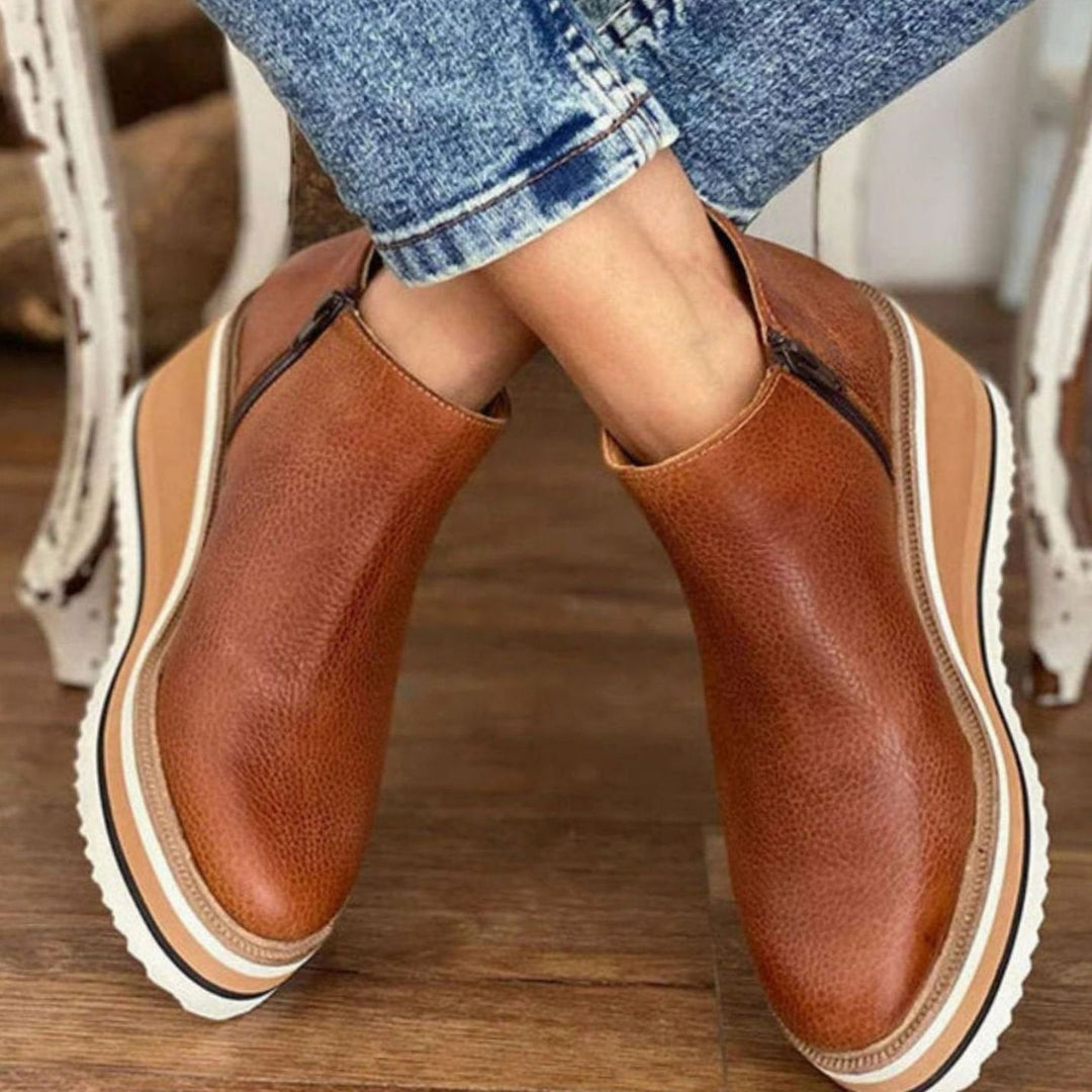 Freya | Dame Chelsea-Støvler Med Platform Wedge Og Elastiske Sidepaneler